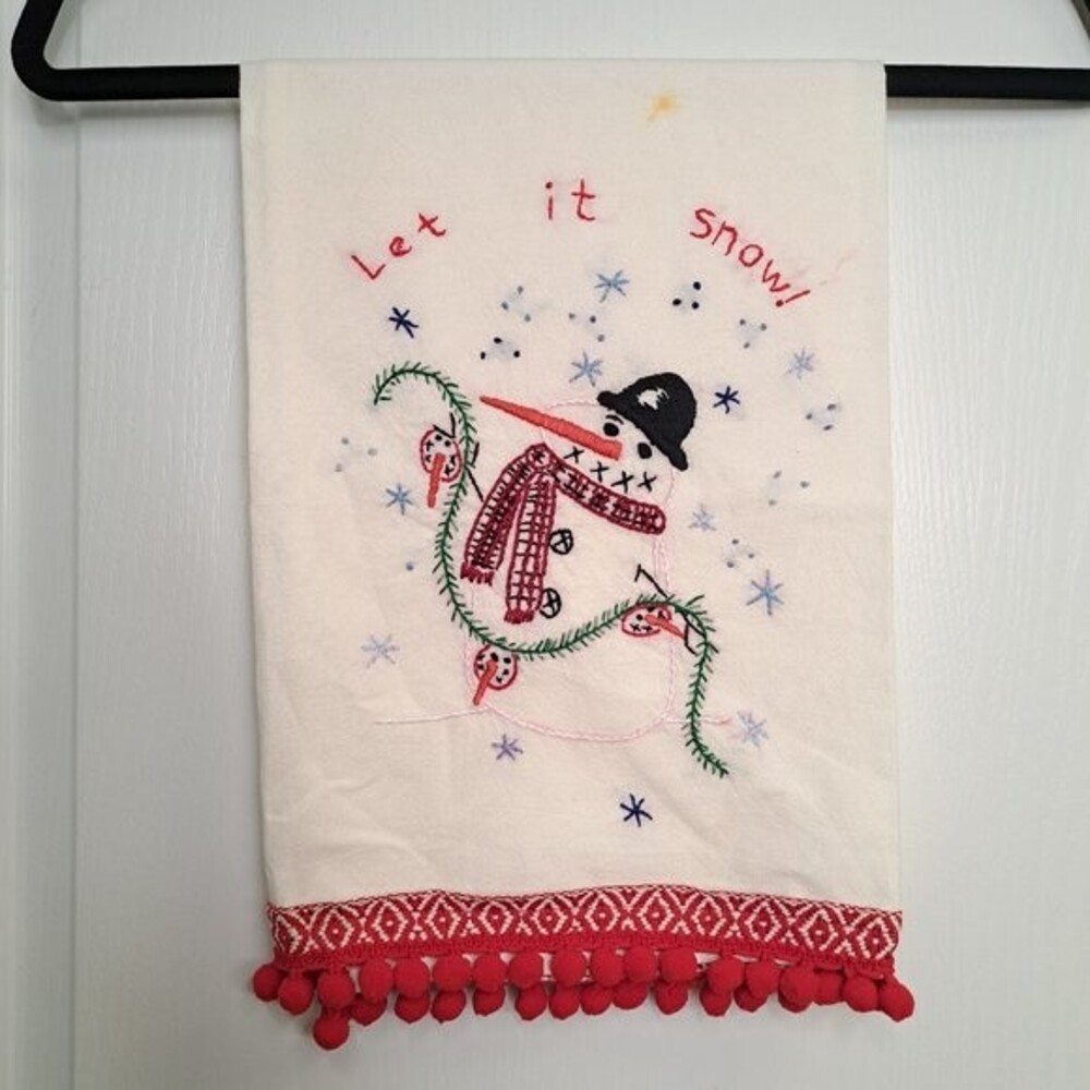 Handmade Christmas Snowman Tea Towel